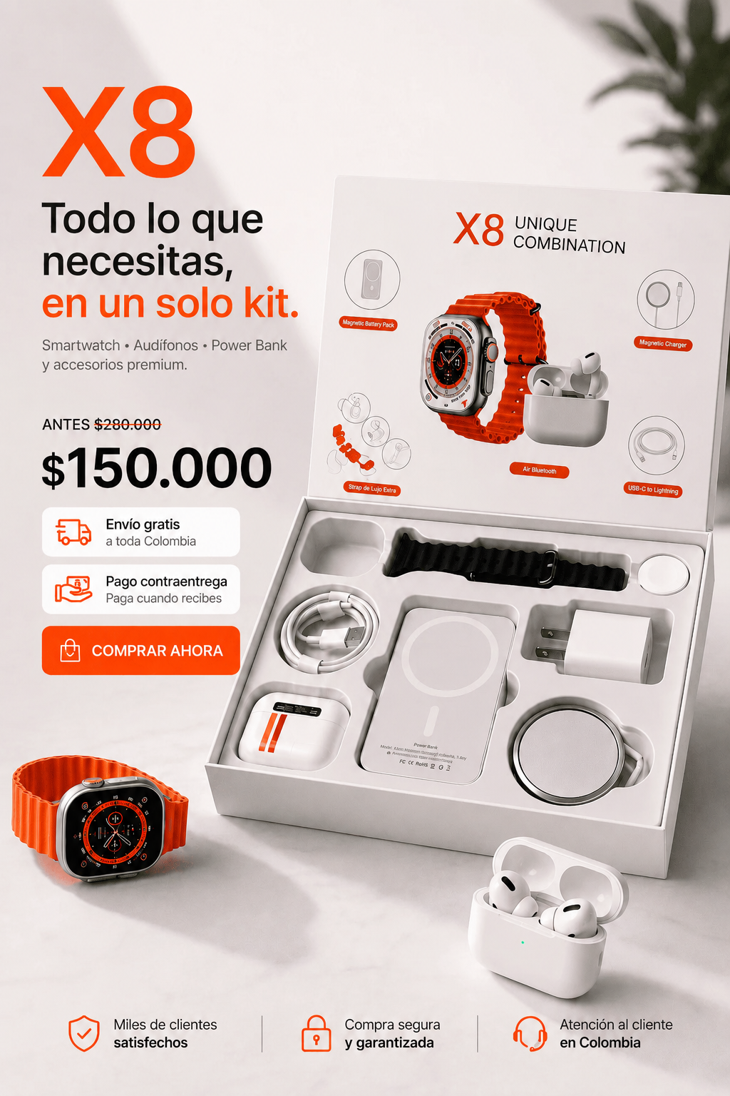 Combo reloj SmartWatch X8