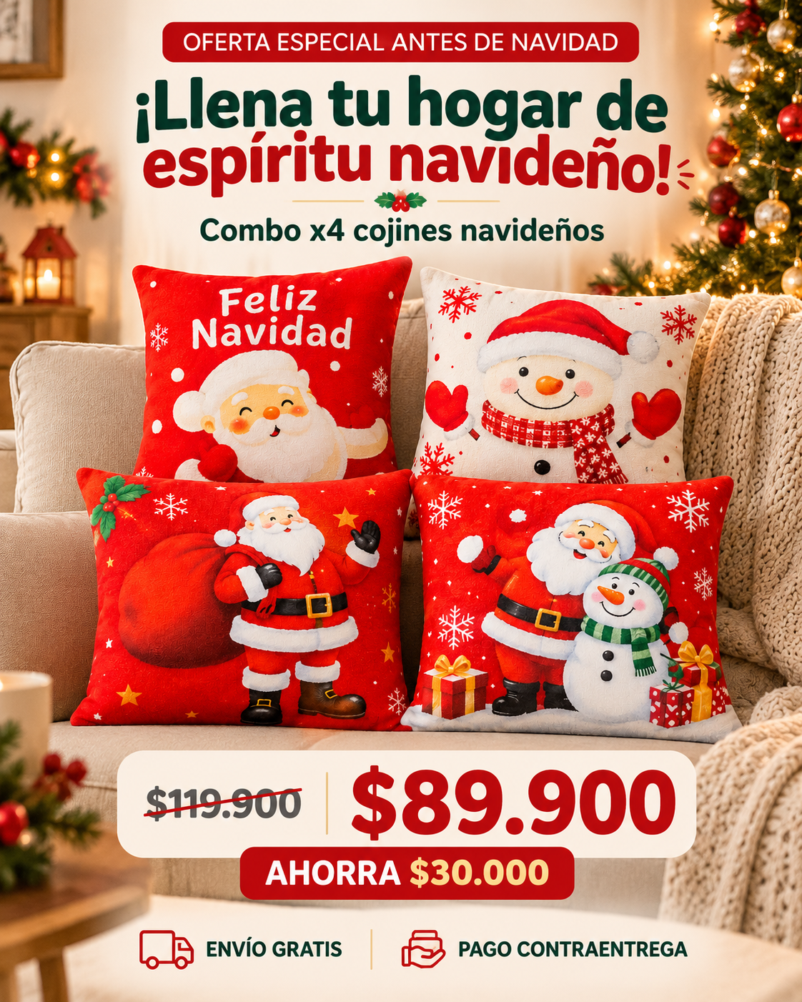 COJIN NAVIDEÑO X4